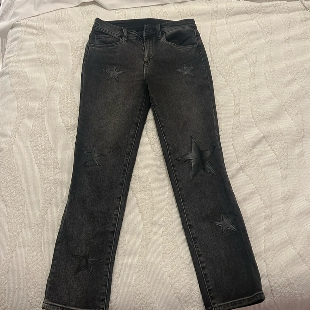 BLANK NYC high rise black cropped jeans with stars